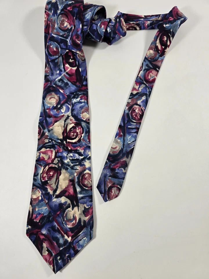 🎷 Miles Davis 真丝领带 – 充满活力的抽象爵士灵感设计 - 55 英寸 4 英寸 — 第 1/4 张图片