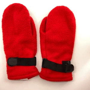 Retro red fleece with a black detailing winter mittens - Picture 1 of 6