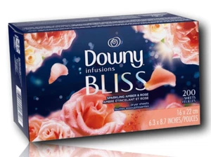 DOWNY Infusions BLISS Amber @ Rose Fabric Softener Dryer Sheets 200ct - Picture 1 of 5