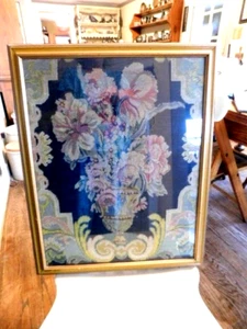 LG Estate Vintage Obra de Arte Enmarcada Micro Punto Pequeño Ramo Floral - Imagen 1 de 7