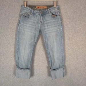 Apple Bottoms Women Denim Jeans 7/8 Solid Blue Capri Light Wash Low Rise - Picture 1 of 16