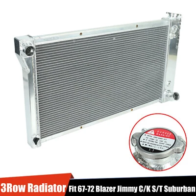 3 Row Full Aluminum Radiator For 1967-1972 Chevy GMC C/K 10/20/30 Pickup Truck - Image 1 of 4