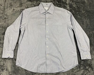 Tommy Bahama Button Shirt Men's 17 34-35 Blue Striped Workwear Silk  - Picture 1 of 11