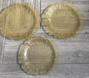 3 Rare Mikasa by Kurata Yellow Bubble Glass Flower Shaped Plates 10.5" & 9.25" - Picture 1 of 10