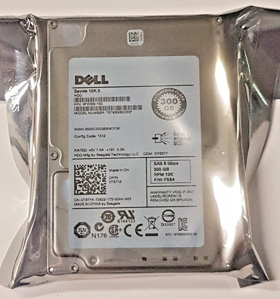300 SAS Dell Savvio 10K.3 ST9300603SS 10000rpm 16MB HDD 2.5 " Disco Rigido Nuovo - Immagine 1 di 1