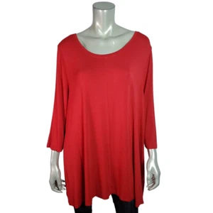 Lane Bryant Top Plus Size 22/24 Swing Top Tunic Soft Stretch 3/4 Sleeve Red - Picture 1 of 5