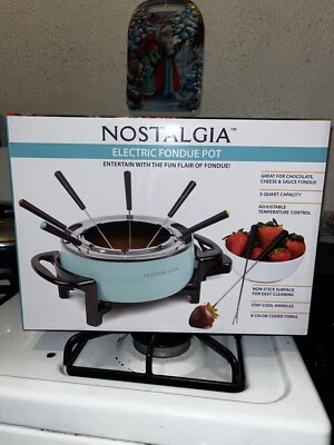 Olla de fondue eléctrica Nostalgia FPS6AQ 12 tazas, aguamarina Foto 1 de 3