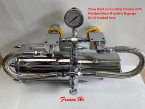 Lowrider Hydraulics chrome pump #11 gear, 1/2" polished block, gauge & bullets - Picture 1 of 16