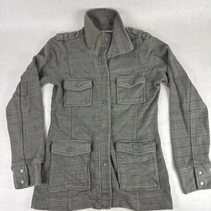 Volcom Jacket Womens S Cargo Army Gray Fleet Utility Snap Button Collared VTG - Picture 1 of 23