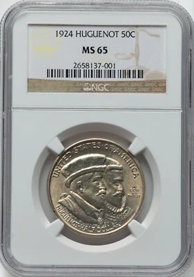 1924 - Huguenot Commemorative Half Dollar - NGC MS65 - LUSTROUS GEM! - Image 1 of 2