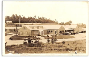 Foto postal vintage de autos antiguos RPPC Town Center, Norris, Tennessee años 30 - Imagen 1 de 2