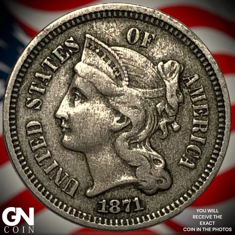 1871 3 Cent Nickel Piece  Q7182 Cover