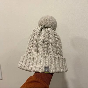 Smartwool kids merino wool beanie Pom hat in size L/XL 6-12 years cream cable - Picture 1 of 3