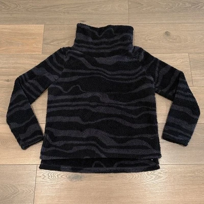 ZELLA Black Gray Swirl Funnel Neck Fleece Sherpa Long Sleeve Cozy Pullover Sz M - Image 1 of 4