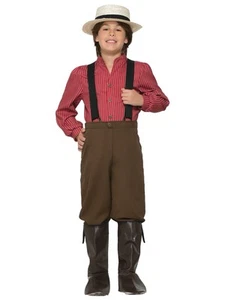 Pioneer Boy Victorian Pilgrim American Frontier Olden Book Week Boys Costume - Picture 1 of 3