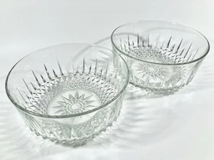 Vintage 60s Arcoroc France Diamond Starburst Glass Serving Bowls 9" Large Set 2 - Picture 1 of 7