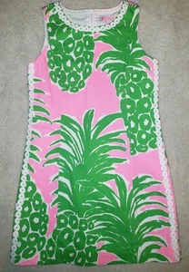 Lilly Pulitzer Girl Size 14 Pineapple Shift Dress Pink Green Cruise Beach - Picture 1 of 2