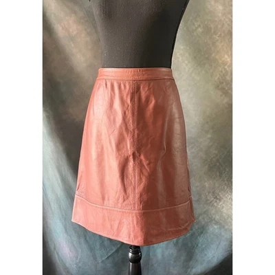 Falda halógena de cuero real para mujer talla 12 línea A hasta la rodilla forrada en marrón Foto 1 de 4