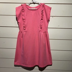 Hanna Andersson Ruffle Play Dress Size 6 - 7 (120cm) Pink Round Neck Cap Sleeves - Picture 1 of 6