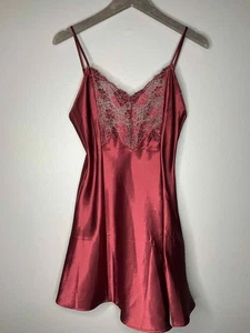Victorias Secret Satin Red Lace With Silver Night Night Gown. Size Small. - Picture 1 of 3