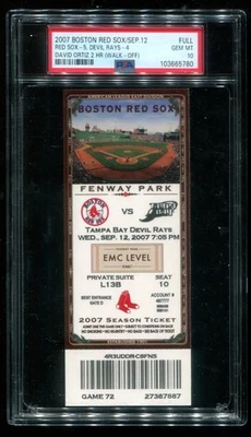 2007 12 сентября билет Red Sox Rays PSA 10 Gem как новый Дэвид Ортис 2 HR Walk-Off - Изображение 1 из 2