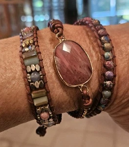 Cape Diablo Rhodochrosite Wrap Bracelet Adjustable  For Health And Healing  - Picture 1 of 6