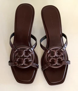 NIB Tory Burch sz 8 black cherry metallic Geo Bombe Miller low heel sandals - Picture 1 of 7