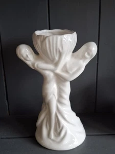 Art Nouveau Figurines Vase Cream Women Vintage Retro - Picture 1 of 13