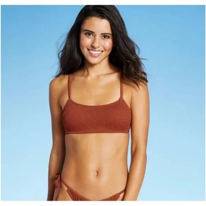 Top de Bikini Xhilaration Bralette Calado Naranja/Marrón Mediano M Nuevo con Etiquetas Traje de Baño - Imagen 1 de 7
