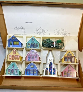 Vintage Christmas 9 Piece Electrified Alpine Village Set Complete w/Original Box - Picture 1 of 19