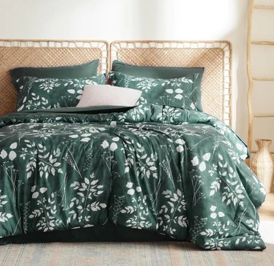 Juego de edredón Bedsure Queen - Juego de cama suave verde bosque floral 7 piezas Foto 1 de 4