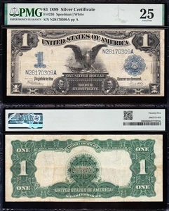 VERY NICE Bold & Crisp VF+ 1899 $1 "BLACK EAGLE" Silver Cert.! PMG 25! 70309A - Picture 1 of 3