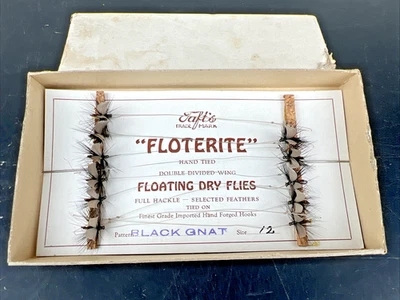 Nuevo de Lote Antiguo Taft's Floterite Señuelos de Pesca con Mosca Moscas Señuelo Negro Mosquito Seco Foto 1 de 4