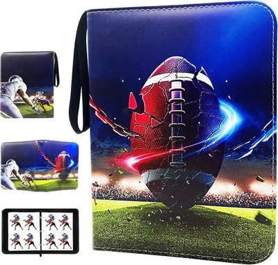 Carpeta de tarjetas de fútbol americano 400 tarjetas, colección de tarjetas de 4 bolsillos carpeta de tarjetas coleccionables 50 Foto 1 de 4