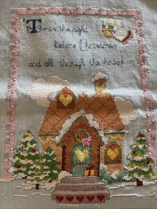 Finished Cross Stitch Twas The Night Before Christmas Handmade - Picture 1 of 7