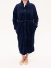 Ladies Givoni Navy Blue Mid Length Button Wrap Dressing Gown Robe (GL77)