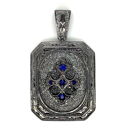 Dije colgante harinoso cruz zafiro de plata de ley 925 para hombre 30 gramos Foto 1 de 3