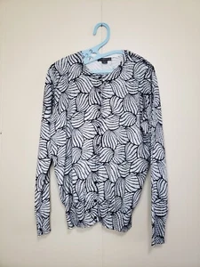 Covington Womens L Cardigan Leaf Print Black Layering Office Career Lightweight  - Picture 1 of 6