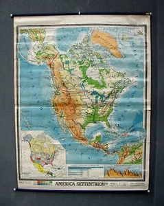 Vintage North America, Mexico and Canada School Map - Picture 1 of 7