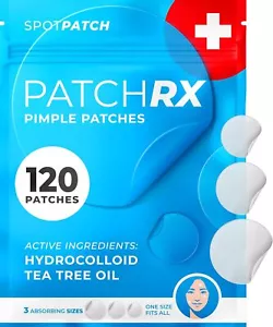 Patchrx Cerotti Brufoli per Viso,120 Cerotti, Cerotti Acne Idrocolloide con Tè - Foto 1 di 7