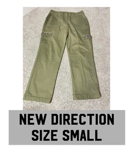 New Direction high-rise green Relaxed Straight leg pants with stretch sz small - Picture 1 of 9
