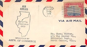 Peoria Illinois 1929 Air Mail Postal Cover Air Circus - Picture 1 of 2