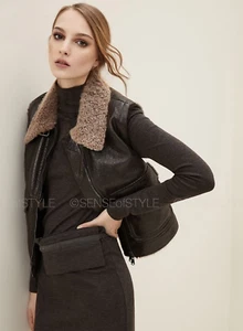 Brunello Cucinelli Shearling Leather Vest Jacket Women's Size 42 M - Picture 1 of 10
