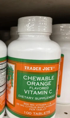 Trader Joe's Chewable Oranges & Vitamin C 500mg, 100 tablets Vegan - Image 1 of 4