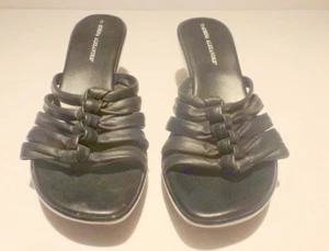 Athena Alexander Black Leather Knotted Wedge Sandals Size 9 1/2 M ($89.99) NWOT - Picture 1 of 4