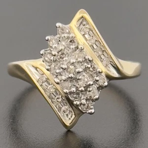 10ct Yellow Gold 0.25ct Diamond Cluster Ring Size N - Picture 1 of 9