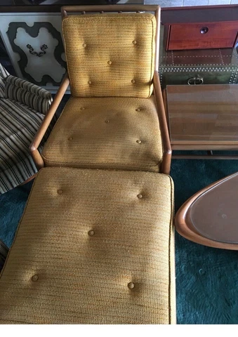 T. H. Robsjohn-Gibbings Chair with Ottoman & Side/Lamp Table (not Coffee Table) Cover