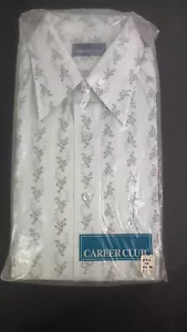 VTG Career Club Flower Pattern Blue Pink Dress Shirt Long Sleeve Sz 33 (15½) NOS - Picture 1 of 5
