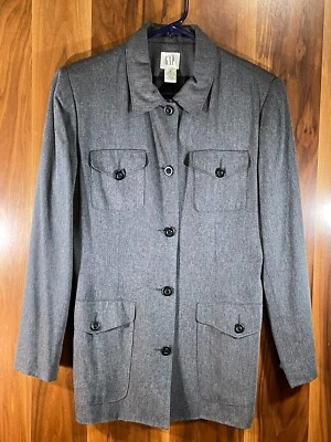 Chaqueta Militar Gap Larga Sin Estructura Botones Safari Gris Talla 4 Foto 1 de 4