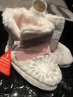 Lipsy Ladies Women?s Slipper Boots Pale Pink & Grey Tan Fur Lined. Size Small 3
